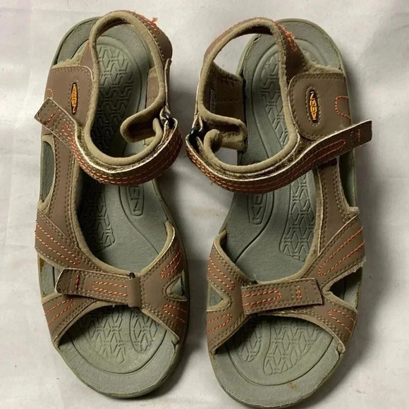 KEEN WOMENS SIZE 6 SANDALS BROWN AND GRAY HOOK LOOP CLOSURE CLEAN - Picture 1 of 13